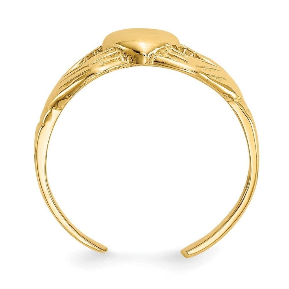 14k Yellow Gold Solid Toe Ring Polished Claddagh … - image 4